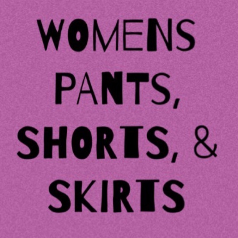 Womens pants, shorts and skirts section